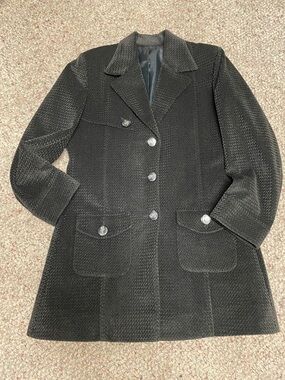 Vintage corduroy/velvet Women's Black Textured Coat - like new